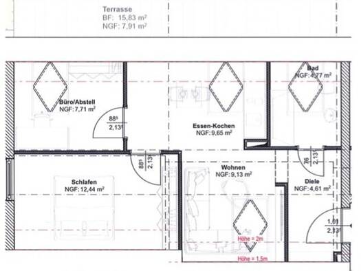 Wohnung zur Miete 750 € 3 Zimmer 48,3 m² Herrnsheim Worms 67550