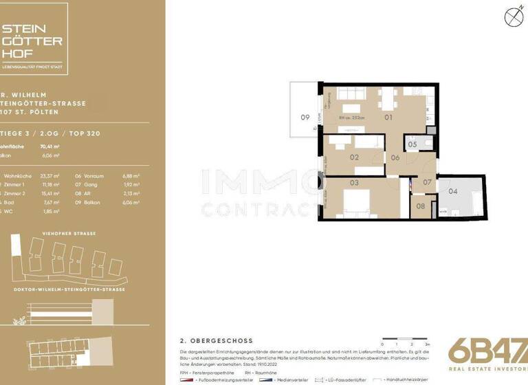 Wohnung zum Kauf - Erstbezug provisionsfrei 217.000 € 3 Zimmer 70,4 m² Teufelhof St. Pölten 3100