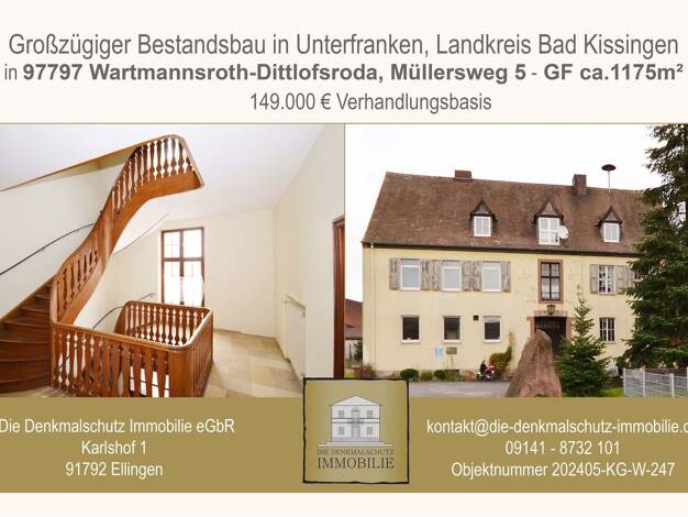 Haus zum Kauf 149.000 € 271 m² 1.175 m² Grundstück Müllersweg 5 Dittlofsroda Wartmannsroth 97797