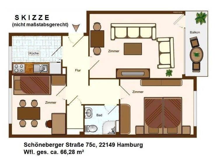 Wohnung zum Kauf 199.000 € 3 Zimmer 66,3 m² Schöneberger Str. 75 c Rahlstedt Hamburg 22149