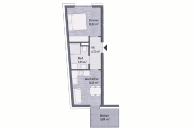 Wohnung zum Kauf provisionsfrei 174.530 € 2 Zimmer 33 m² Sankt Leonhard Graz Jakomini 8010