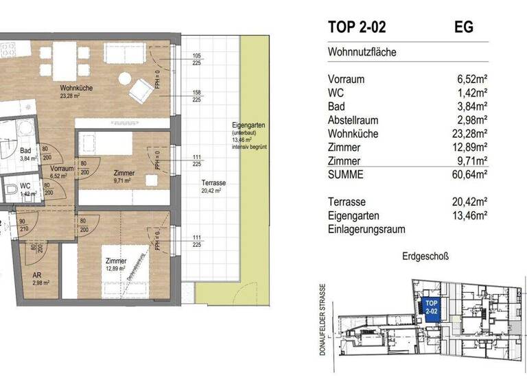 Wohnung zum Kauf 389.500 € 3 Zimmer 60,7 m² EG Finsterergasse 22 Wien 1220