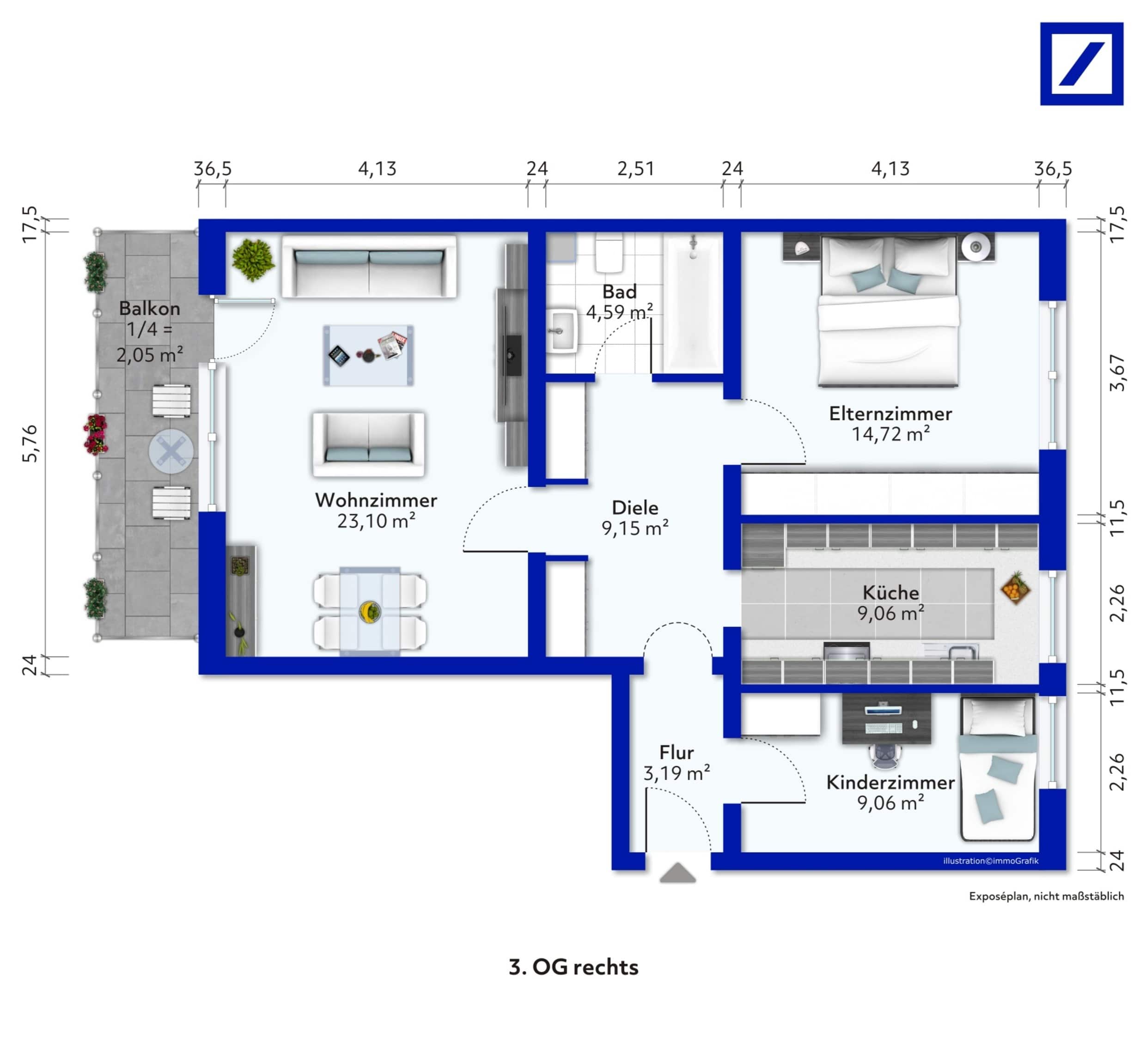 Wohnung zum Kauf 119.000 € 3,5 Zimmer 75 m²<br/>Wohnfläche 3.<br/>Geschoss Obrighoven-Lackhausen Wesel 46485