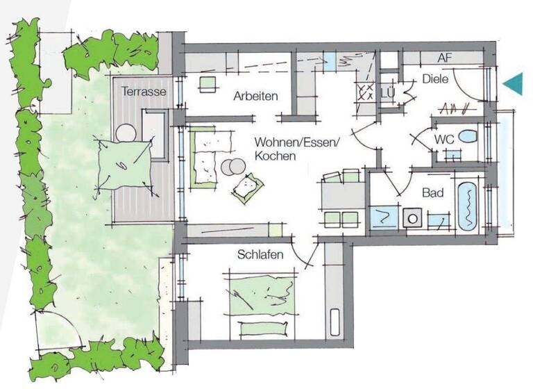 Terrassenwohnung zum Kauf 568.000 € 2,5 Zimmer 68,2 m² Gärten b Wöhrd Nürnberg 90489