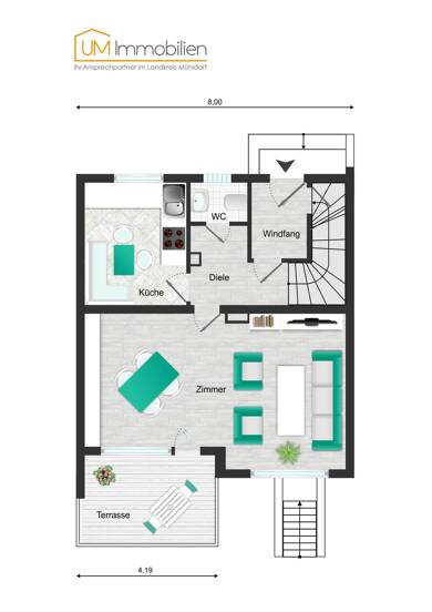 Reihenmittelhaus zum Kauf 399.000 € 4 Zimmer 117 m² 337 m² Grundstück Teising Teising 84576