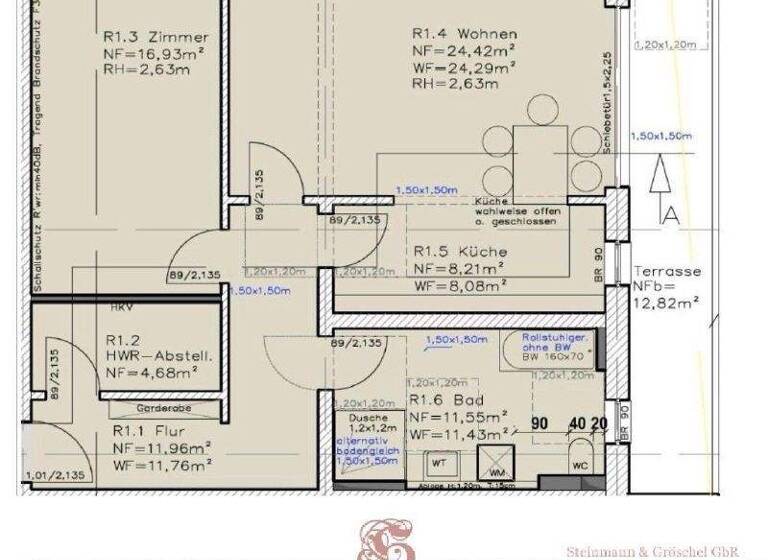 Wohnung zur Miete - Erstbezug 1.262 € 2 Zimmer 84 m² Frankfurt 15230