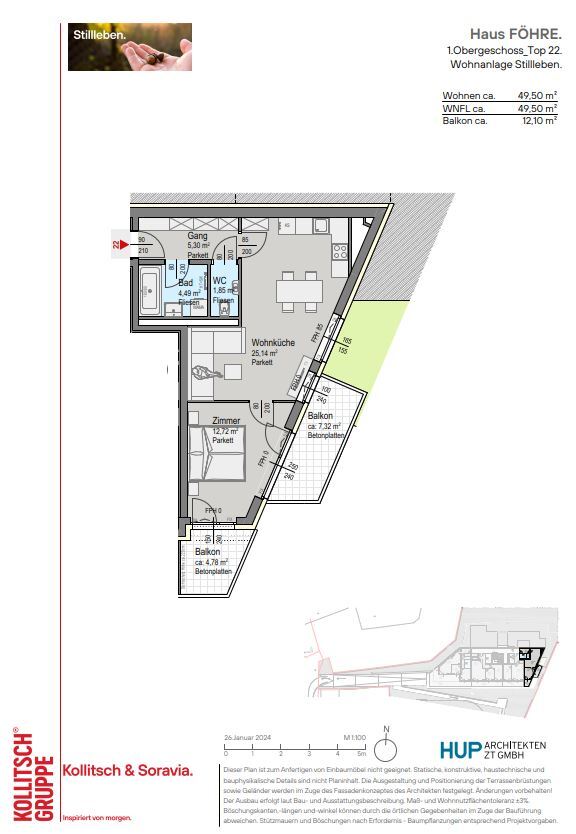 Wohnung zum Kauf provisionsfrei 299.500 € 2 Zimmer 49,5 m²<br/>Wohnfläche EG<br/>Geschoss Kaltenleutgeben 2391