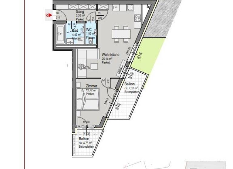 Wohnung zum Kauf - Erstbezug provisionsfrei 299.500 € 2 Zimmer 49,5 m² EG Kaltenleutgeben 2391