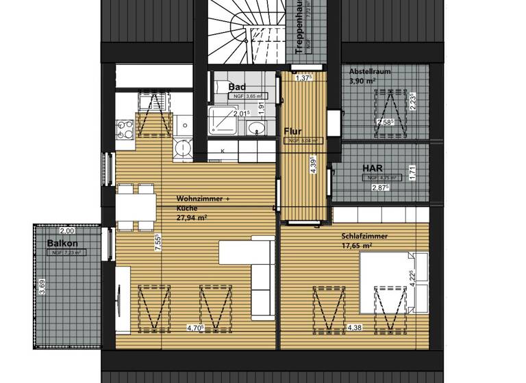 Wohnung zum Kauf 279.000 € 2 Zimmer 70,8 m²<br/>Wohnfläche Dachgeschoss, 1.<br/>Geschoss Friedriche-Ebert- Str. 82c Sandershausen Niestetal 34266