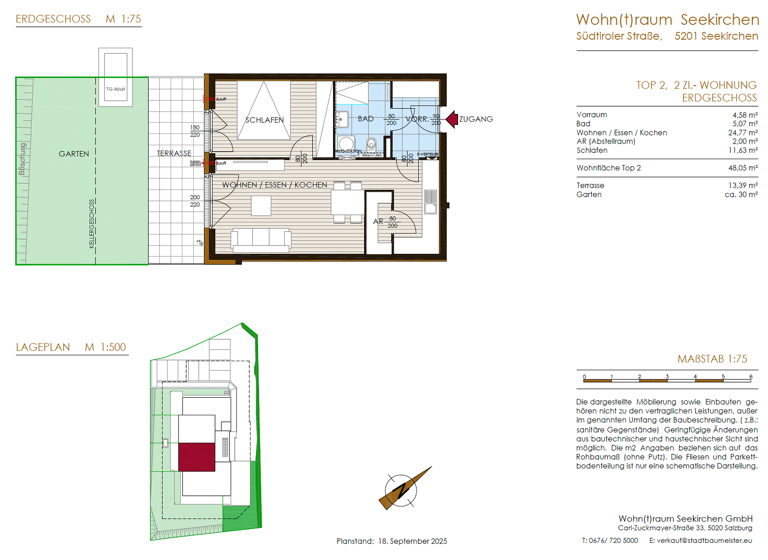 Wohnung zum Kauf provisionsfrei 359.900 € 2 Zimmer 48,1 m² EG Seekirchen am Wallersee 5201