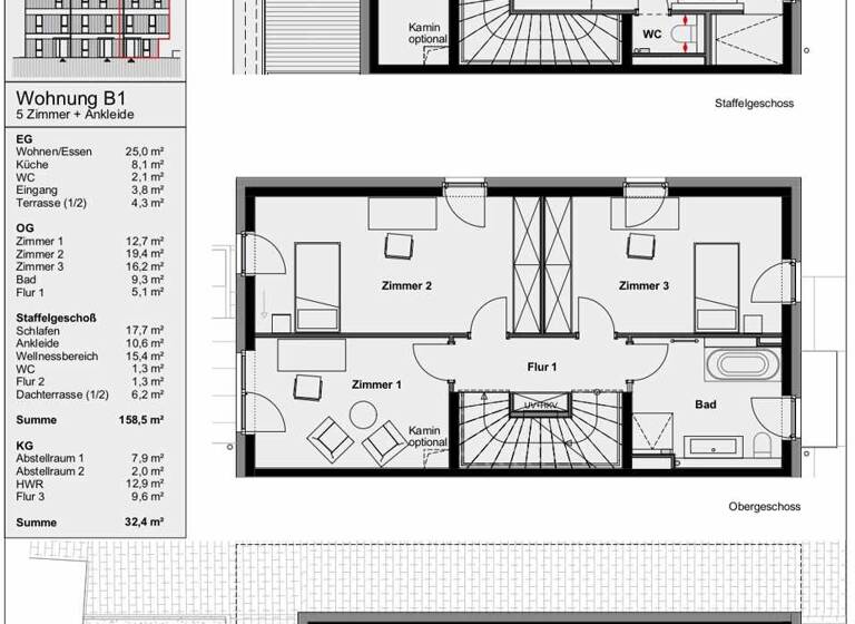 Reihenmittelhaus zur Miete - Erstbezug 3.950 € 5 Zimmer 158,5 m² 54 m² Grundstück Lokstedt Hamburg / Lokstedt 22529