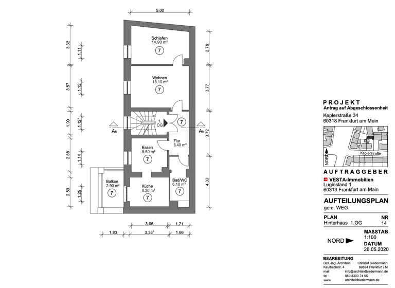 Wohnung zum Kauf 450.000 € 3 Zimmer 65,3 m² 1. Geschoss Keplerstraße 34 Nordend-West Frankfurt am Main 60318