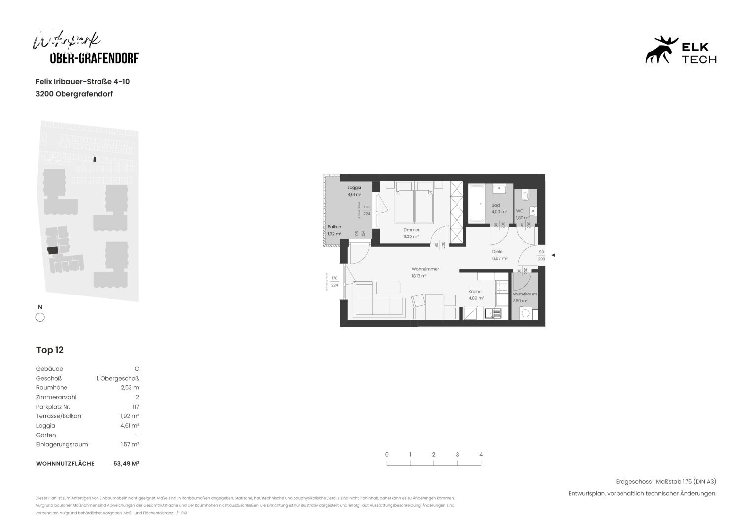 Wohnung zum Kauf 184.900 € 2 Zimmer 53,5 m²<br/>Wohnfläche 1.<br/>Geschoss Ober-Grafendorf 3200