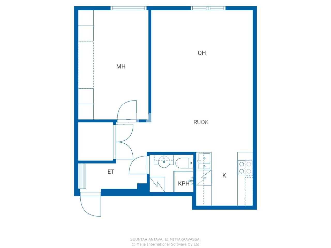 Studio zum Kauf 438.000 € 2 Zimmer 49 m²<br/>Wohnfläche 2.<br/>Geschoss Korkeavuorenkatu 5 Helsinki 00140