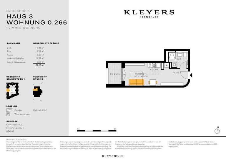Studio zum Kauf - Erstbezug 274.900 € 1 Zimmer 31,7 m² Gallus Frankfurt am Main 60326