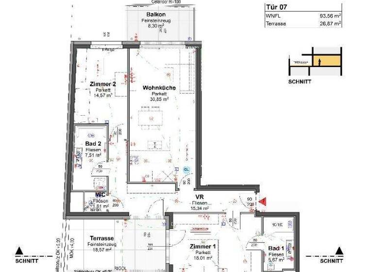 Wohnung zum Kauf - Erstbezug 549.900 € 3 Zimmer 94 m² 1. Geschoss frei ab sofort Wien 1210