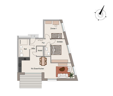 Wohnung zum Kauf - Neubau provisionsfrei 469.900 € 3 Zimmer 91,3 m² 1. Geschoss Hauptstraße 62 Neckarwestheim 74382