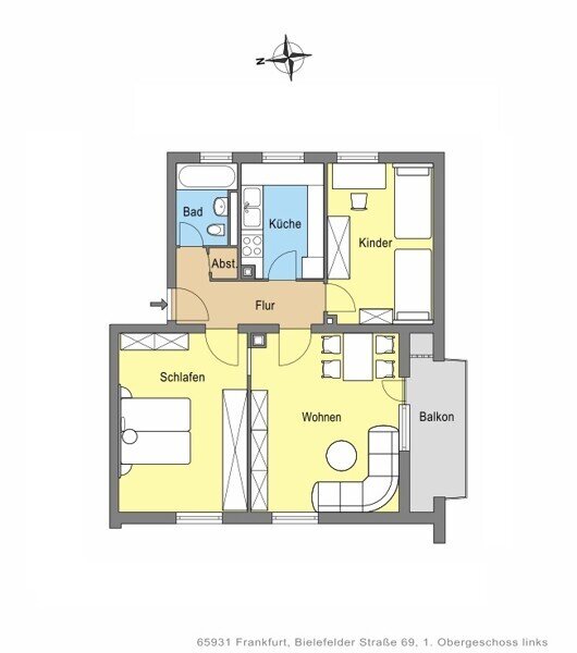 Wohnung zur Miete 814 € 3 Zimmer 67 m²<br/>Wohnfläche 1.<br/>Geschoss 21.12.2024<br/>Verfügbarkeit Bielefelder Str. 69 Zeilsheim Frankfurt am Main 65931