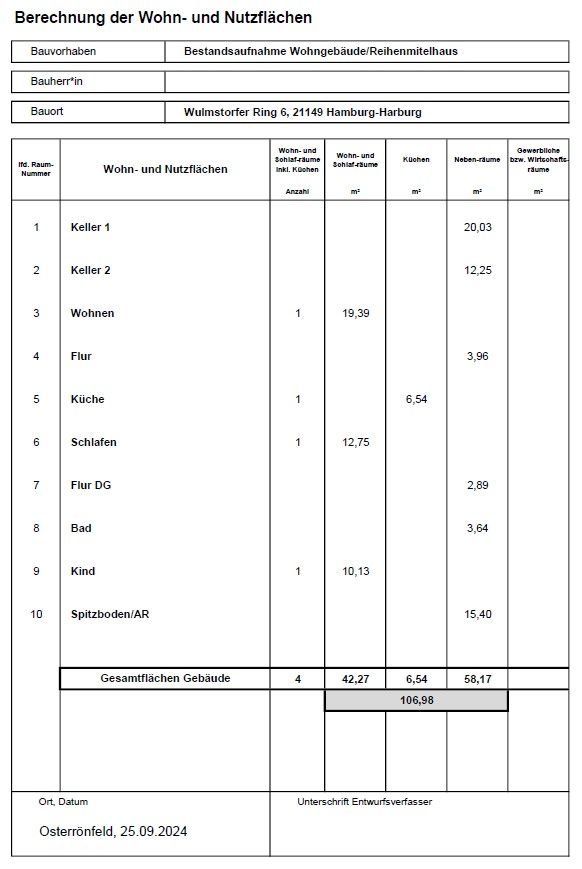 Reihenmittelhaus zum Kauf 270.000 € 4 Zimmer 75 m²<br/>Wohnfläche 288 m²<br/>Grundstück ab sofort<br/>Verfügbarkeit Neugraben - Fischbek Hamburg 21149