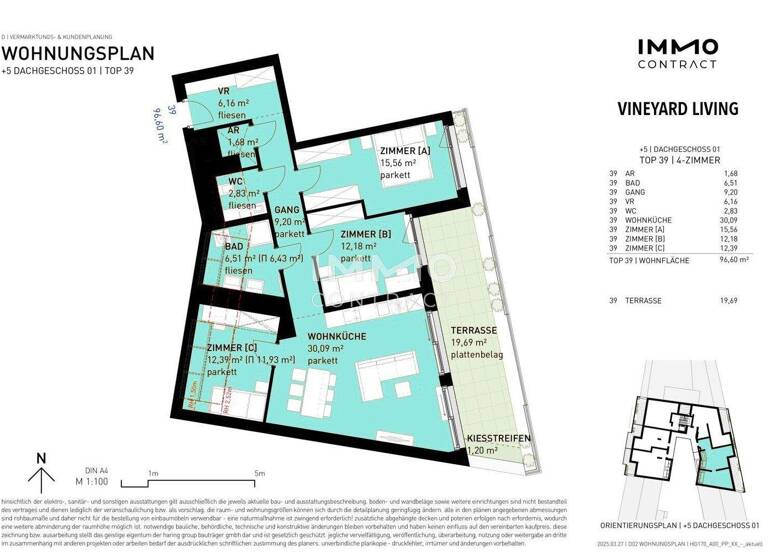 Wohnung zum Kauf - Erstbezug 819.500 € 4 Zimmer 96,6 m² 5. Geschoss Wien 1190