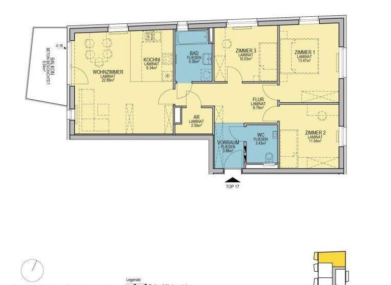 Wohnung zur Miete - Erstbezug 1.190 € 4 Zimmer 88,7 m² 3. Geschoss Stadionstraße Wiener Neustadt 2700