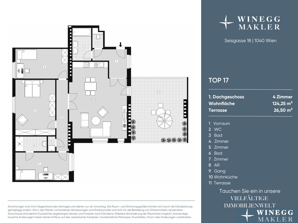 Wohnung zum Kauf 1.499.000 € 4 Zimmer 124,3 m²<br/>Wohnfläche 3.<br/>Geschoss Seisgasse 18 Wien 1040