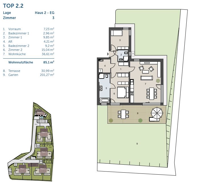 Wohnung zum Kauf provisionsfrei 1.196.000 € 3 Zimmer 85,1 m²<br/>Wohnfläche EG<br/>Geschoss Auhof 43 Mondsee / Au 5311