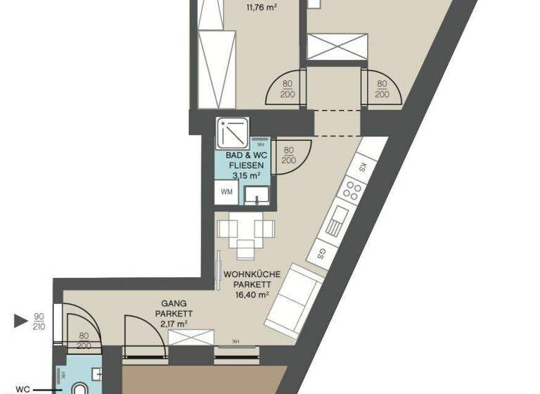 Wohnung zum Kauf - Erstbezug 330.000 € 3 Zimmer 49,3 m² 3. Geschoss Linzer Straße Wien 1140