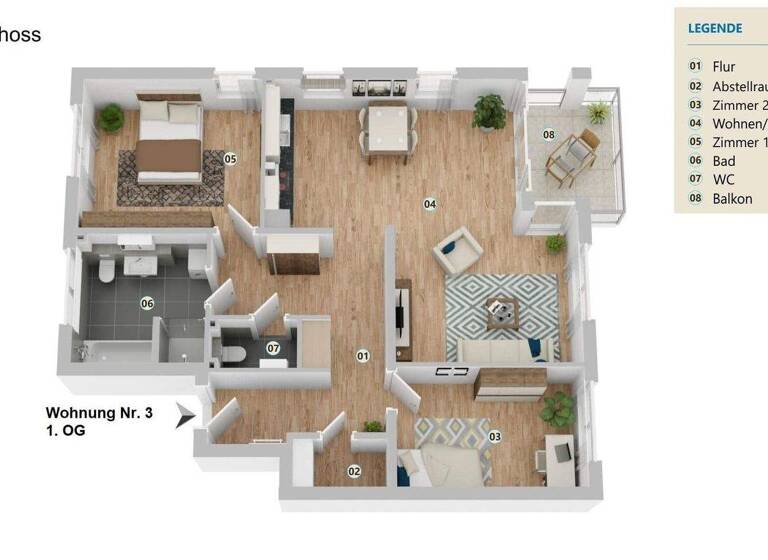 Wohnung zum Kauf - Erstbezug provisionsfrei 564.813 € 3 Zimmer 99,1 m² 1. Geschoss frei ab 01.04.2026 St. Jürgen Lübeck 23562