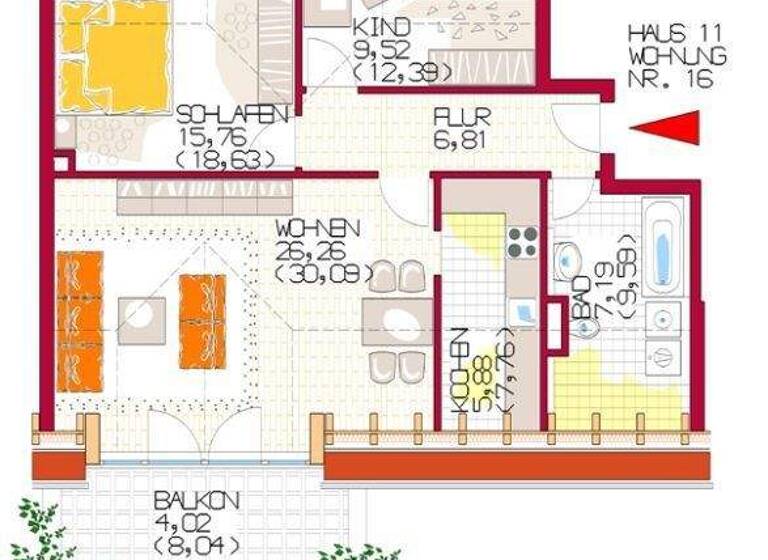 Wohnung zur Miete 980 € 3 Zimmer 82 m² 4. Geschoss frei ab 01.05.2026 Pfarrer-Neumair-Straße Burgerfeld Wasserburg am Inn 83512