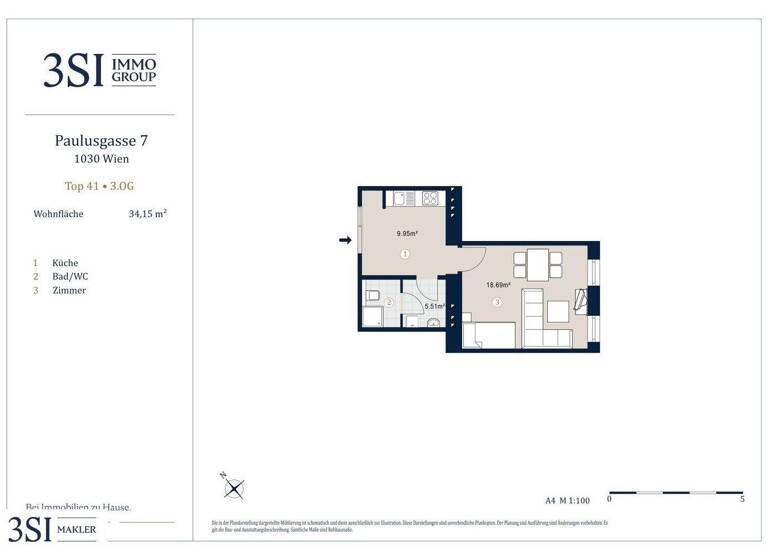 Studio zum Kauf 236.000 € 1 Zimmer 34,2 m² 3. Geschoss Paulusplatz 1 Wien 1030