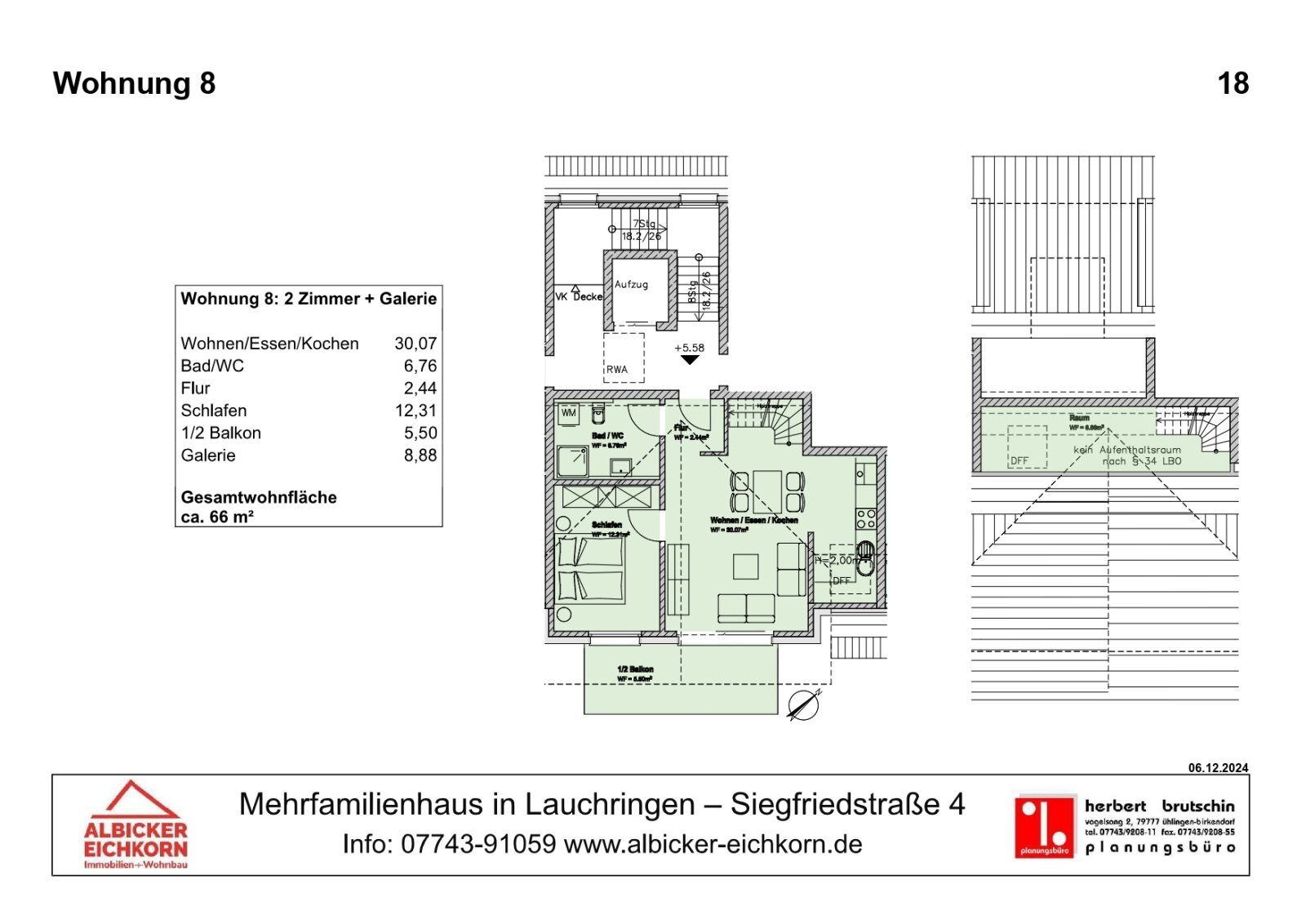 Wohnung zum Kauf provisionsfrei 303.600 € 3 Zimmer 66 m²<br/>Wohnfläche 3.<br/>Geschoss Siegfriedstr. 4 Unterlauchringen Unterlauchringen 79787