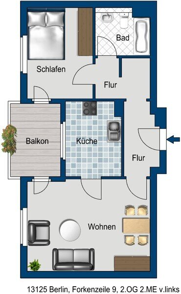 Wohnung zur Miete 612 € 1,5 Zimmer 55,7 m²<br/>Wohnfläche 2.<br/>Geschoss 16.01.2025<br/>Verfügbarkeit Forkenzeile 9 Karow Berlin 13125