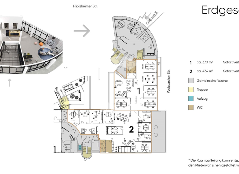 Büro zur Miete provisionsfrei 13,50 € 804 m² Bürofläche teilbar ab 370 m² Weilimdorf Stuttgart, Weilimdorf 70499
