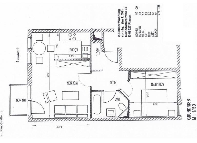Wohnung zum Kauf 49.000 € 2 Zimmer 47 m² Südvorstadt Plauen 08527
