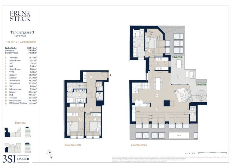 Wohnung zum Kauf - Erstbezug 2.549.000 € 4 Zimmer 182,1 m² Tendlergasse 3 Wien 1090