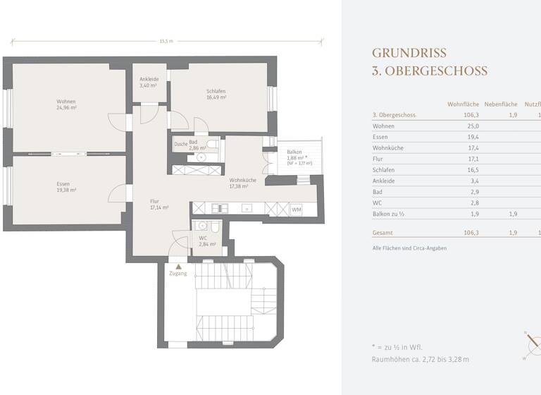 Wohnung zum Kauf 1.890.000 € 3 Zimmer 106 m²<br/>Wohnfläche 3.<br/>Geschoss Bogenhausen München 81675