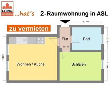 Wohnung zur Miete 300 € 2 Zimmer 48 m² EG Ramdohrstraße 29 Aschersleben Aschersleben 06449