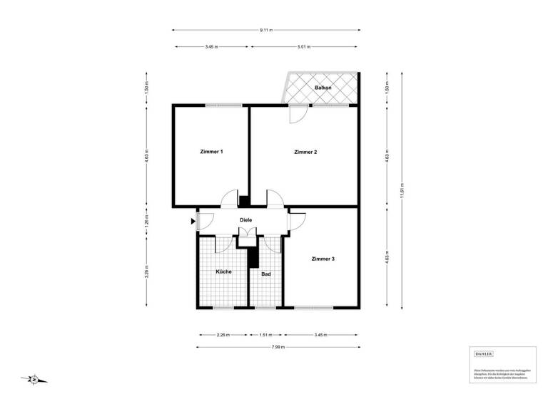 Wohnung zum Kauf 295.000 € 3 Zimmer 72,4 m² 2. Geschoss Darmstadt 64289
