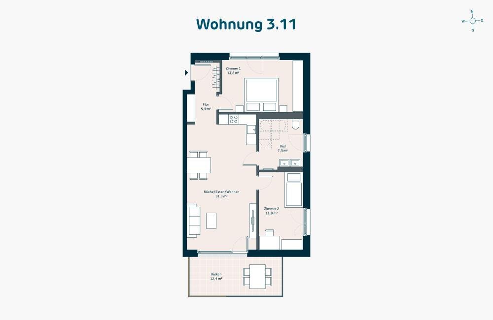 Wohnung zum Kauf provisionsfrei 402.000 € 3 Zimmer 77,2 m²<br/>Wohnfläche 1.<br/>Geschoss Bachwiesen Zirndorf Zirndorf 90513