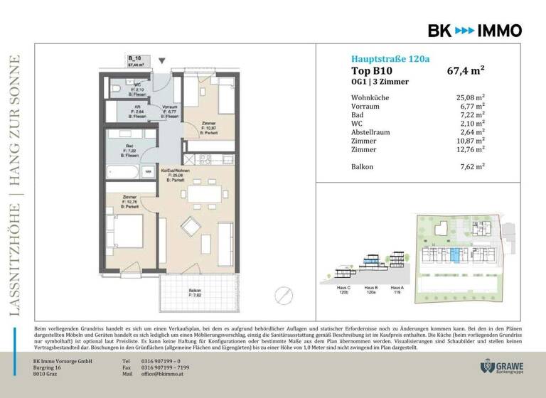 Wohnung zum Kauf - Erstbezug 325.000 € 3 Zimmer 67,4 m² 1. Geschoss Hauptstraße Laßnitzhöhe 8301
