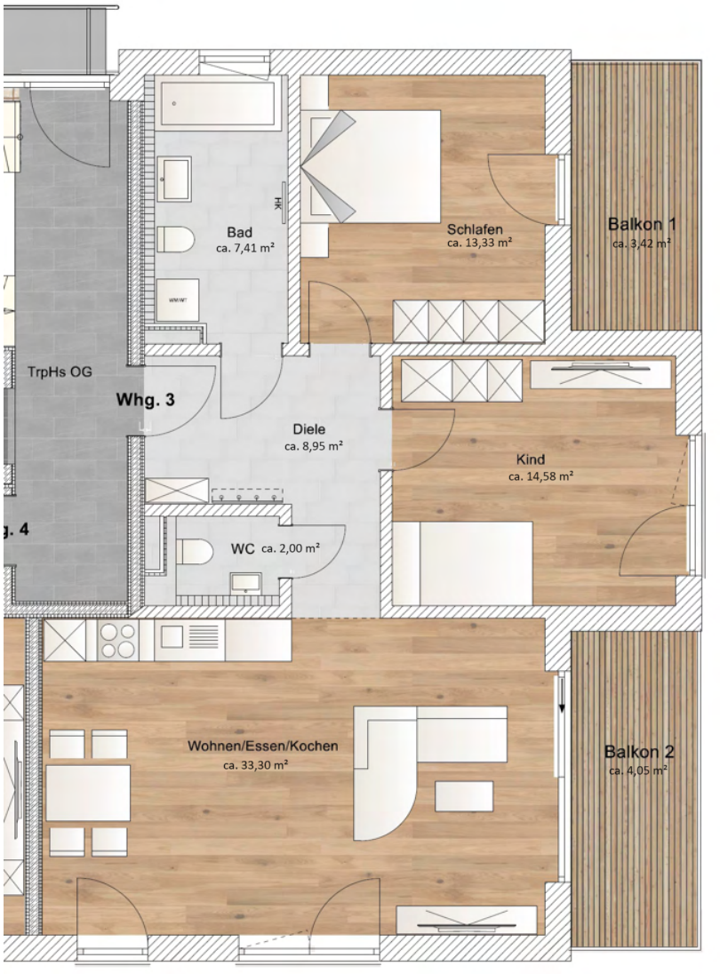 Wohnung zur Miete 1.910 € 3 Zimmer 87 m²<br/>Wohnfläche 1.<br/>Geschoss Haar Haar 85540