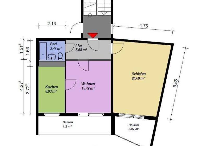 Wohnung zur Miete 587 € 2 Zimmer 65,9 m² 1. Geschoss frei ab 01.04.2026 Kirschenallee 3 Lindenberg Neubrandenburg 17033