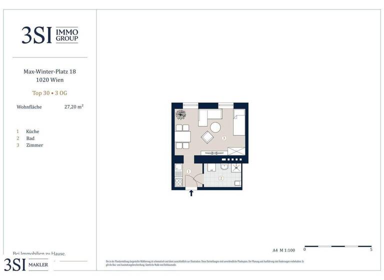 Studio zum Kauf - Erstbezug 239.000 € 1 Zimmer 27,2 m² 3. Geschoss Max-Winter-Platz 18 Wien 1020