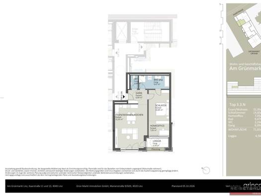 Wohnung zum Kauf - Erstbezug 538.287 € 3,5 Zimmer 72 m² 3. Geschoss frei ab 01.04.2027 Kaarstraße 11 und 13 Urfahr Linz 4040