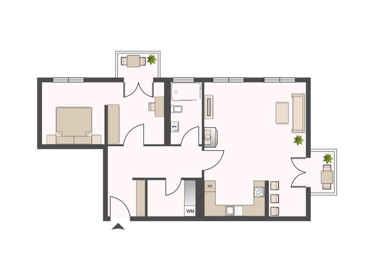 Wohnung zur Miete 1.140 € 2,5 Zimmer 77 m² 2. Geschoss Kohlgartenstraße 3 Neustadt-Neuschönefeld Leipzig 04315