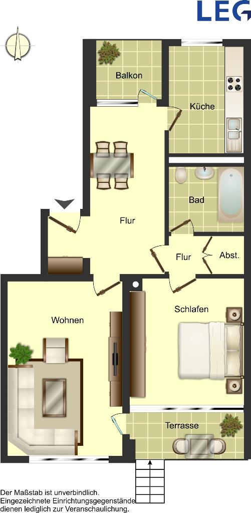 Wohnung zur Miete 699 € 2,5 Zimmer 65,3 m²<br/>Wohnfläche EG<br/>Geschoss 08.01.2025<br/>Verfügbarkeit Magdeburger Straße 10 West Ratingen 40880