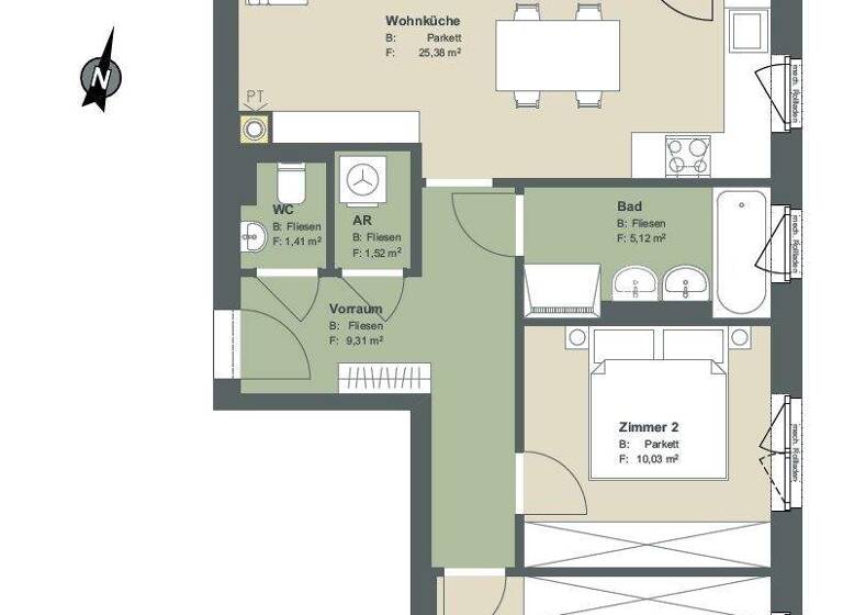 Wohnung zum Kauf provisionsfrei 310.000 € 3 Zimmer 66,6 m² 1. Geschoss Tullner Straße 6 St. Andrä-Wördern 3423
