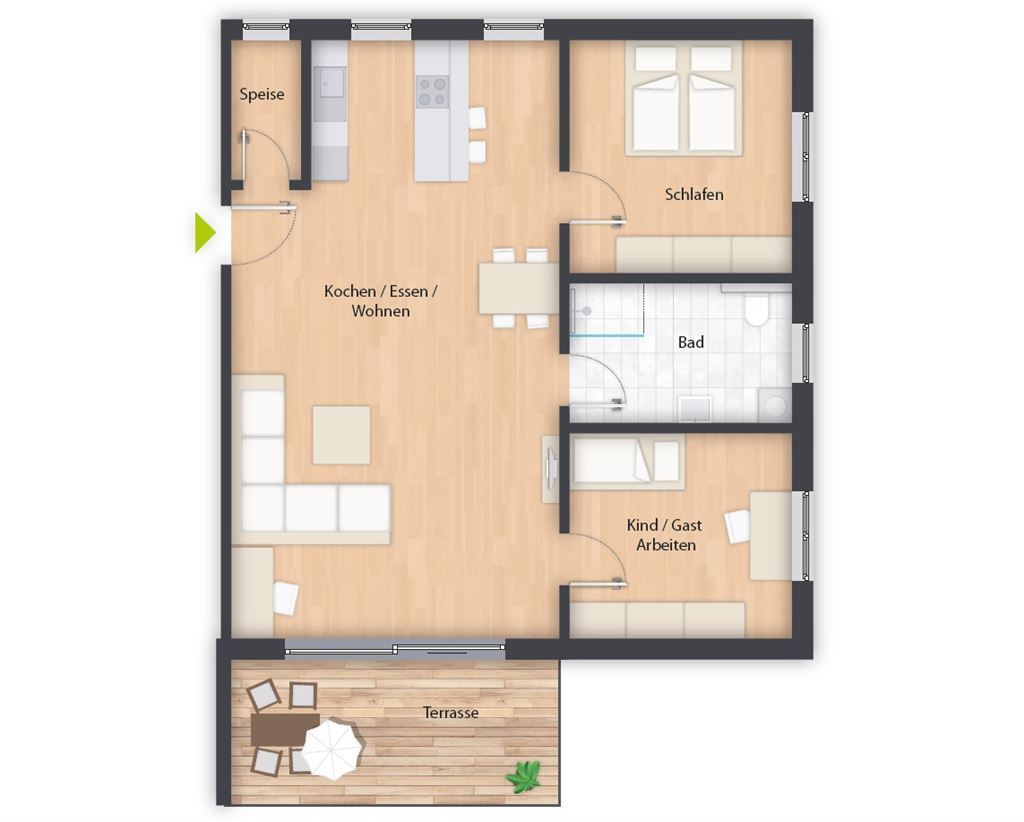 Wohnung zum Kauf provisionsfrei 368.100 € 3 Zimmer 102,3 m²<br/>Wohnfläche EG<br/>Geschoss Uffenheim Uffenheim 97215