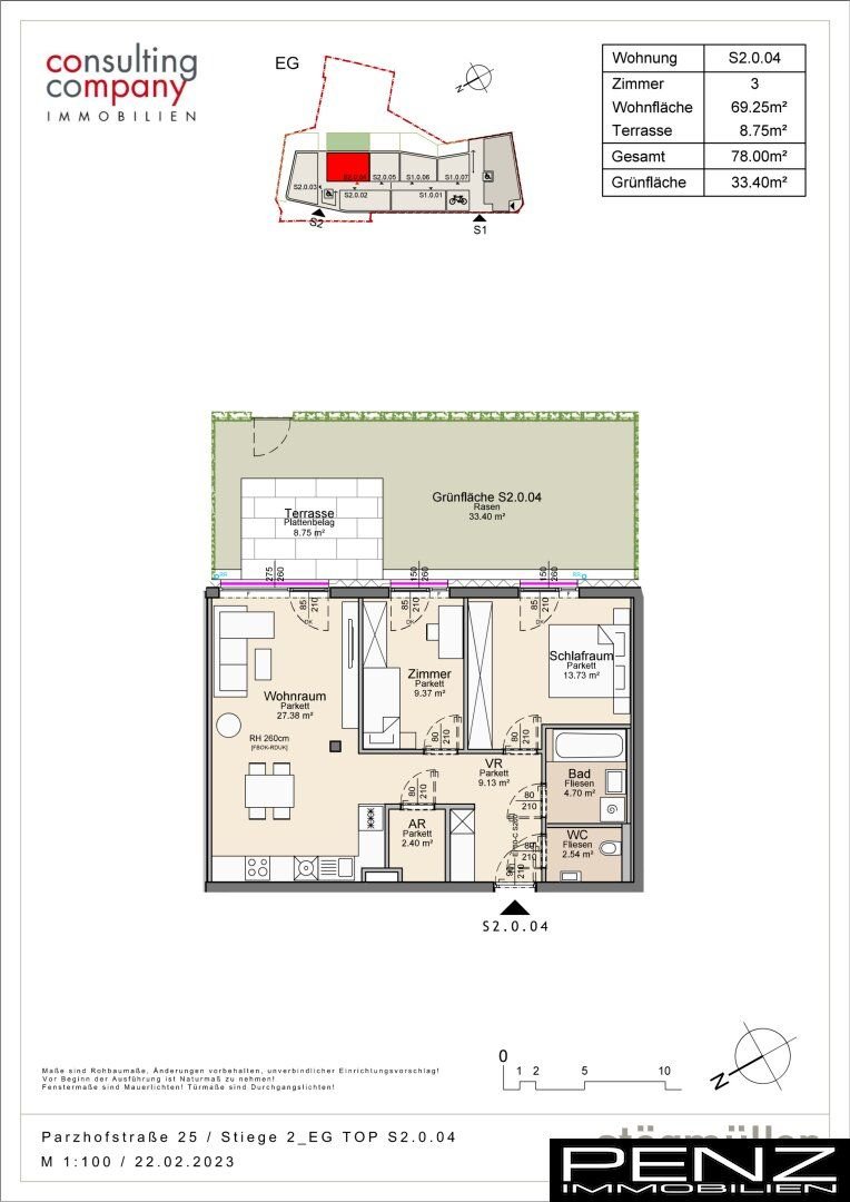 Wohnung zum Kauf provisionsfrei 450.186 € 2 Zimmer 69,3 m²<br/>Wohnfläche EG<br/>Geschoss Pöstlingberg Linz 4040